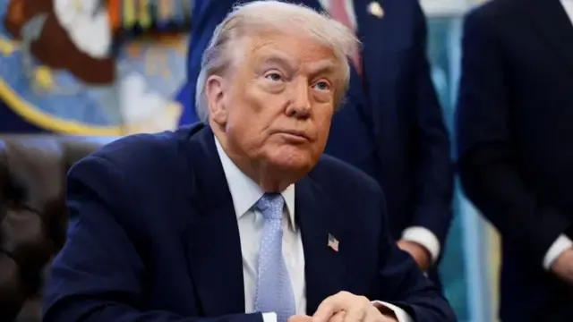 Donald Trump is seen in close up