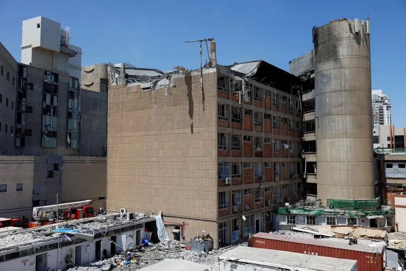 The Soroka Medical Center in Beer Sheva following a missile strike on Thursday.