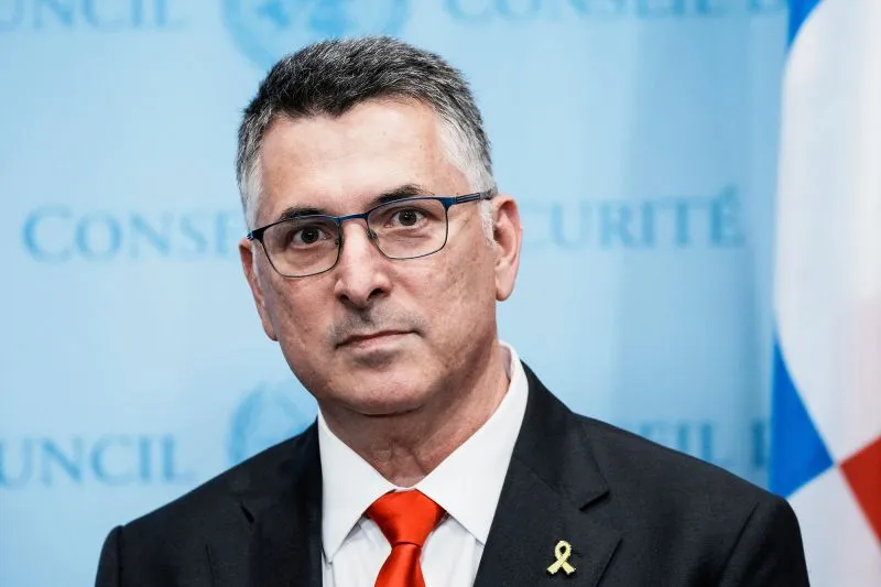 Israeli Foreign Minister Gideon Saar at UN headquarters in New York City on August 5.