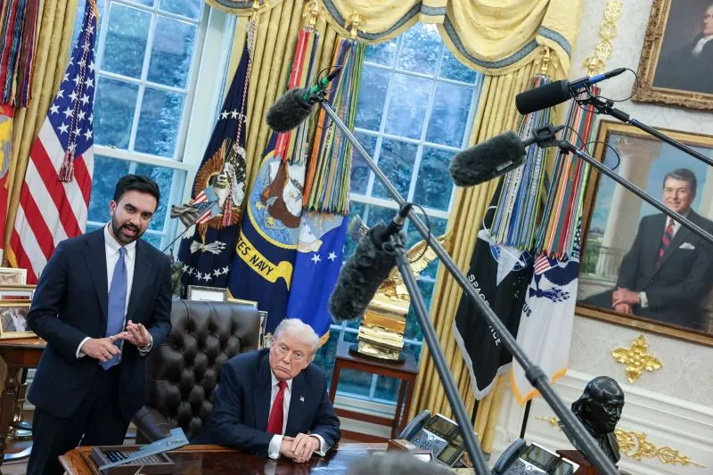 New York Mayor-elect Zohran Mamdani stands next to President Donald Trump in the Oval Office on Friday.