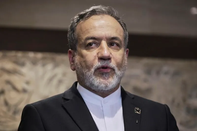Iranian Foreign Minister Abbas Araghchi speaks to journalists in Beirut, Lebanon, on June 3.