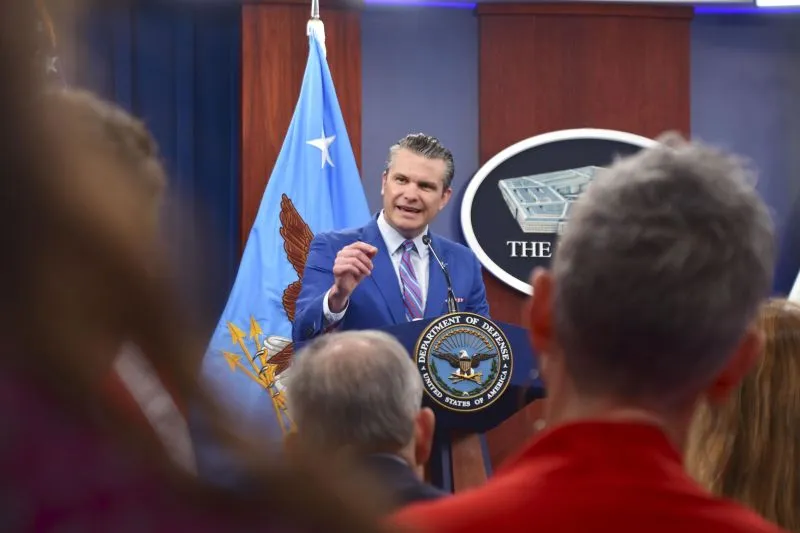 US Defense Secretary Pete Hegseth speaks during a press conference at the Pentagon near Washington on June 26, 2025.