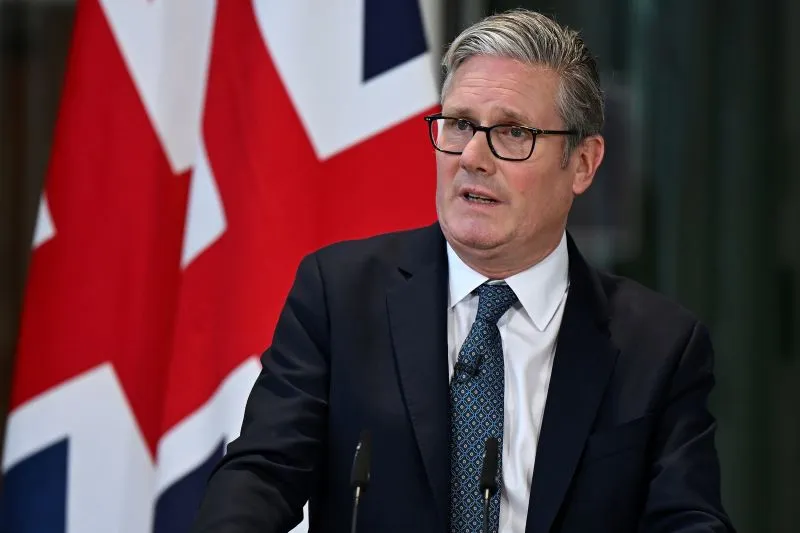 British Prime Minister Keir Starmer speaks in London on July 10.