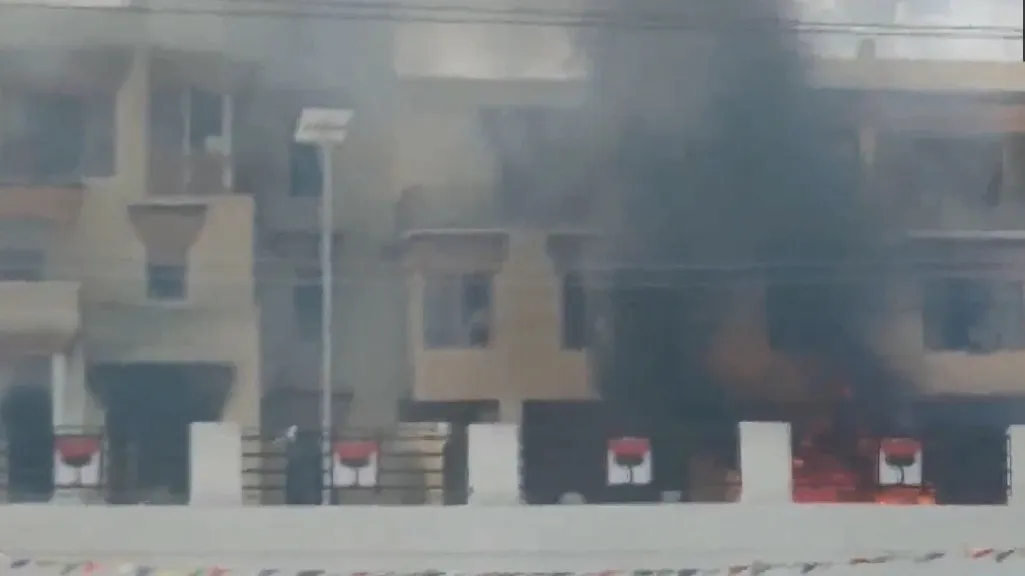 Leh BJP office set on fire