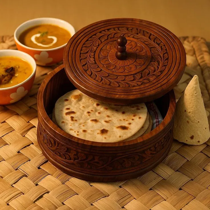 This may contain: there are some breads and bowls on the table