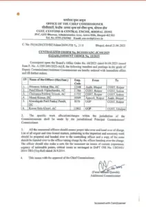 Transfer News cgst customs excise transfer list