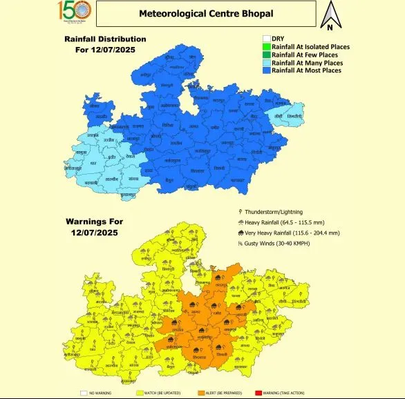 MP Heavy Rain Alert 12 July 2025
