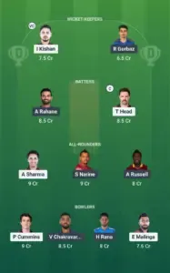 Small League Team for kkr vs srh Dream11 Prediction 