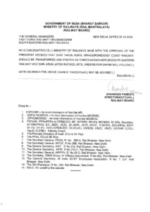 CG Raipur Bilaspur DRM Transfer List