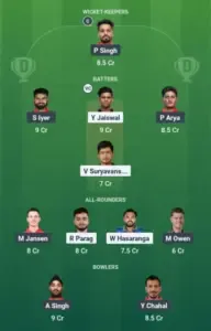 Grand League Team for PBKS vs RR Dream11 Prediction IPL 2025 59th Match 1