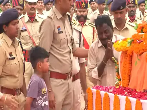 Martyr Akash Rao's father during his last farewell