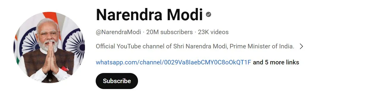 लोकप्रियता में पीएम मोदी का नया कीर्तिमान, यूट्यूब चैनल पर 20 मिलियन सब्सक्राइबर्स वाले पहले नेता बने - PM Modis new record in popularity becomes the first leader to have ...