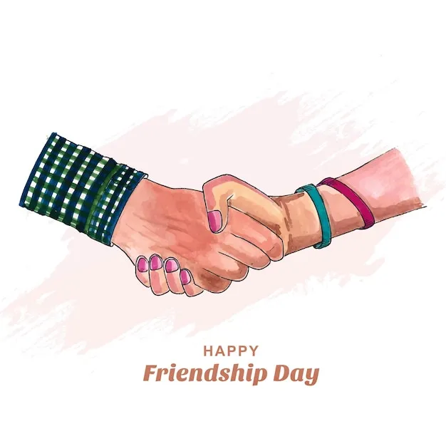 Free vector friendship day with hand draw watercolor holding promise hand background