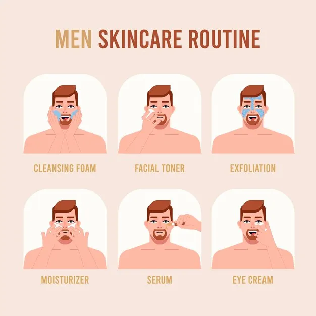 Free vector steps of men skincare routine