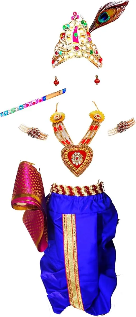 Buy Marvel Satin Krishna Dress 27 (Blue, 3-6 Months) at Amazon.in