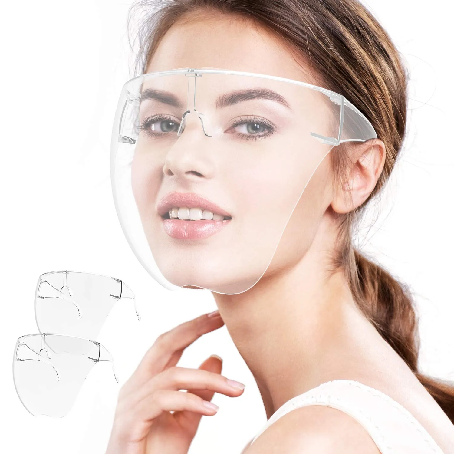 Wattne Face Shield, 2 Pack Clear Safety Face Shields with Glasses Frame Full Face Protective Reusable Goggle Shield : Amazon.in: Industrial & Scientific