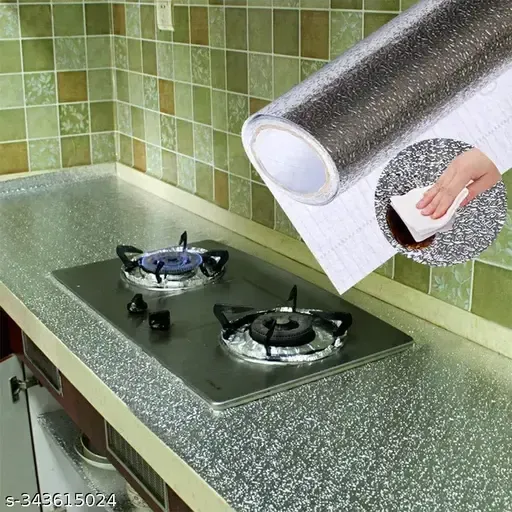Aluminium Foil Stickers, Oil Proof Kitchen Stove Stickers, Waterproof & Heat Resistant Contact Paper for Kitchen | 60 * 200CM