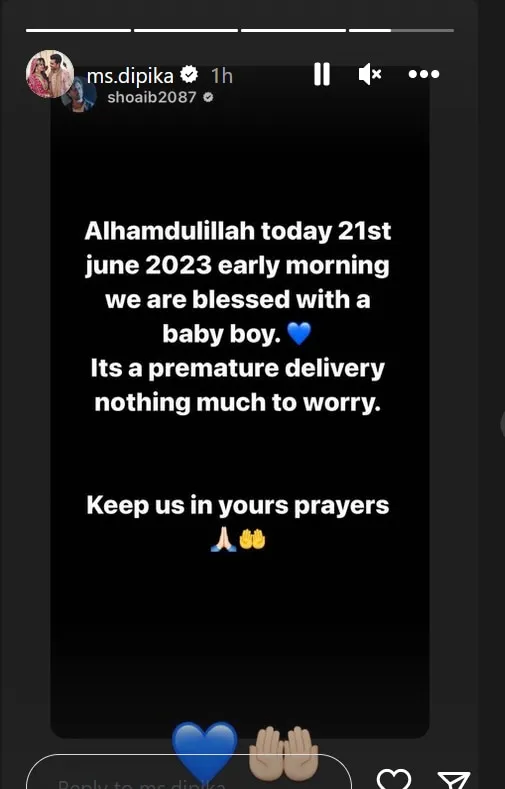 Dipika Kakar Shoaib Ibrahim Blessed with a Baby Boy