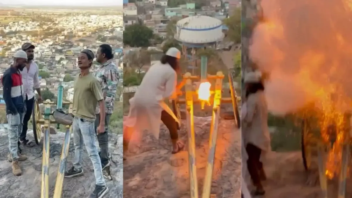 Viral Video: ईरान के समर्थन में रायसेन किले से चली तोप; सोशल मीडिया पर वायरल  वीडियो, कार्रवाई की मांग - Haribhoomi