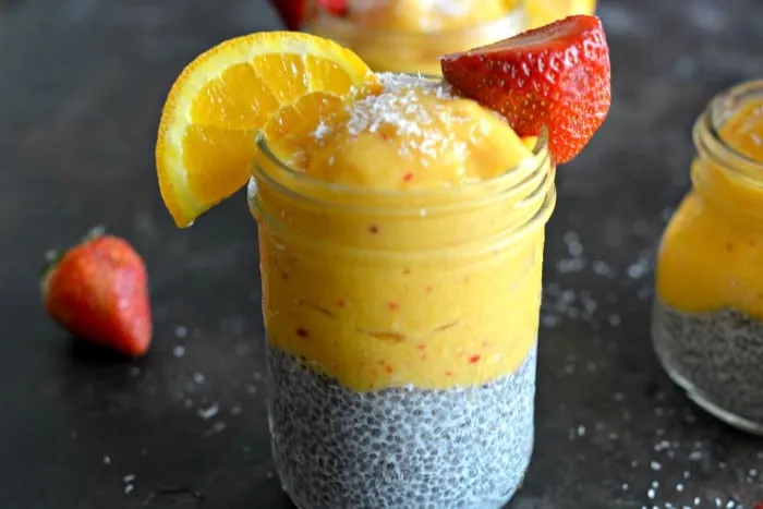 Mango Smoothie Chia Pudding {GF, Vegan, Low Cal} - Skinny Fitalicious