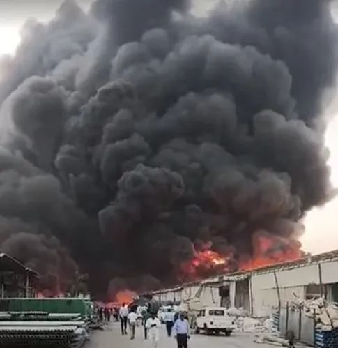 pipe factory burnt