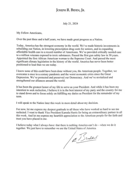 Joe Biden letter