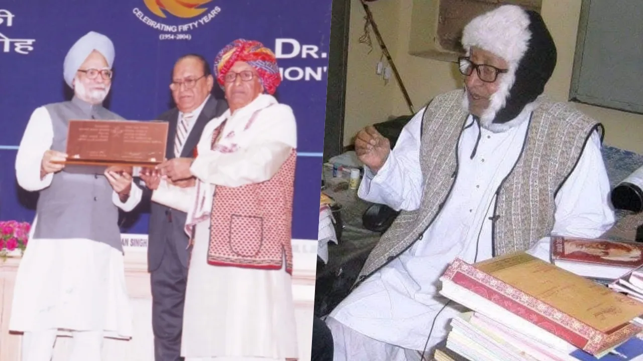 मनमोहन सिंह के हाथों सम्मानित होते हुए बिज्जी
