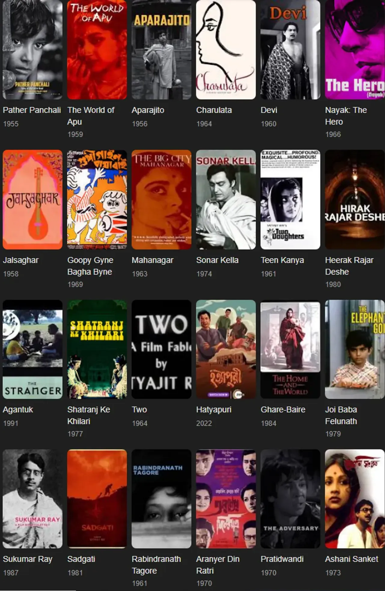 Satyajit Ray Movies