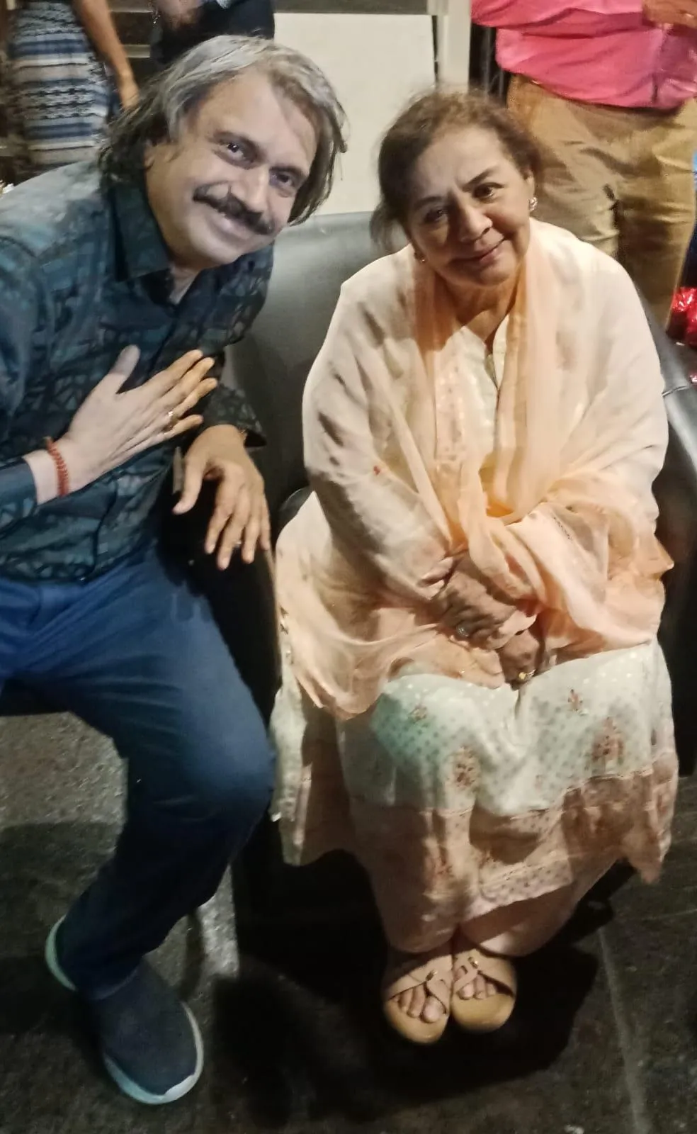 Farida Jalal with sr journalist Chaitanya Padukone