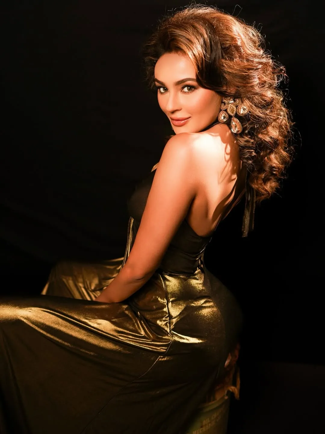 Seerat Dazzles in Bold Gold Evening Outfit