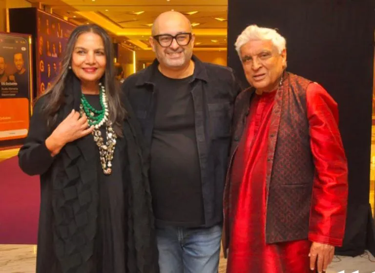 Eminent composer Raju Singh (centre) with Shabana-jee and javed-saab