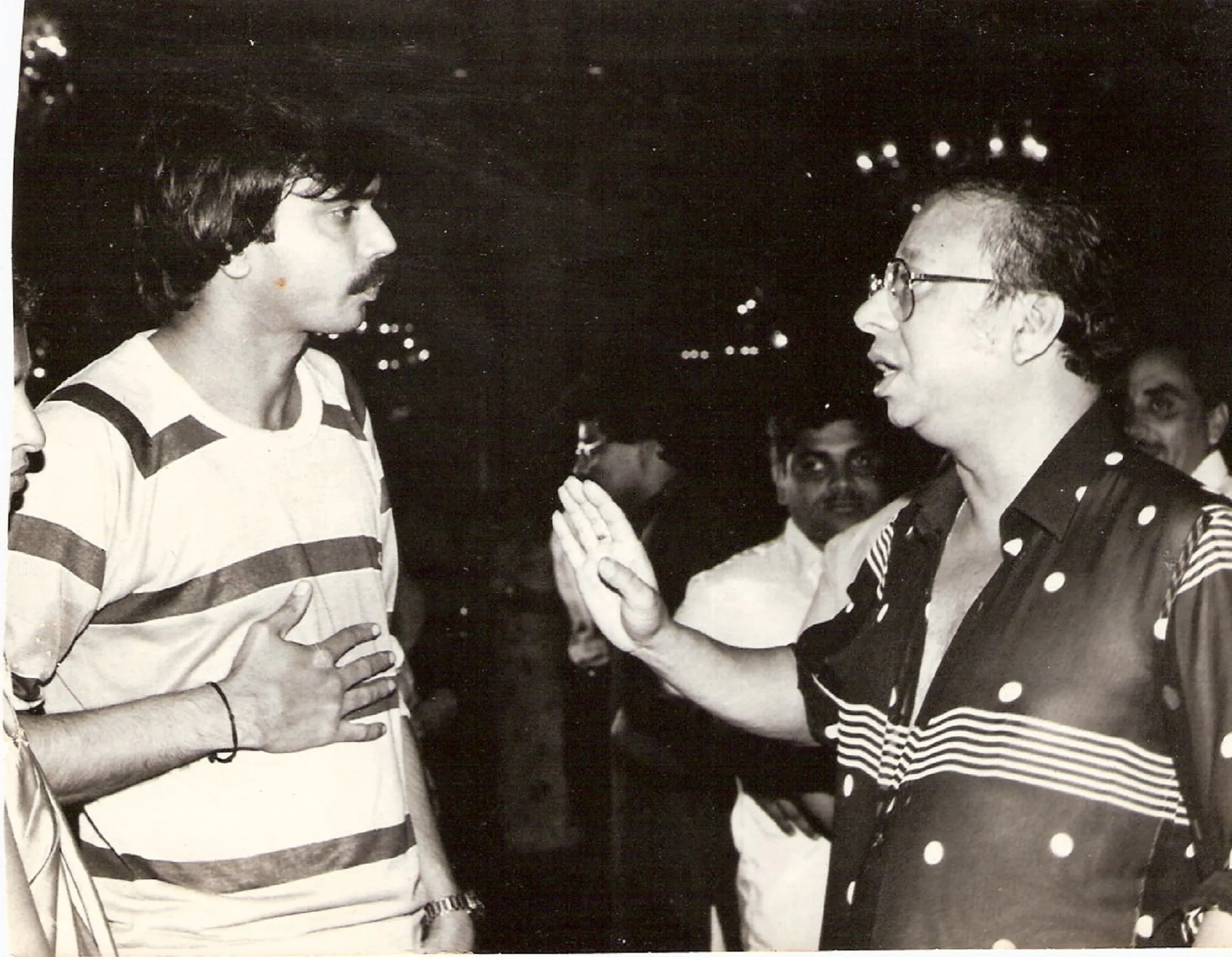 R D Burman (right) chats with Chaitanya  Padukone at film party