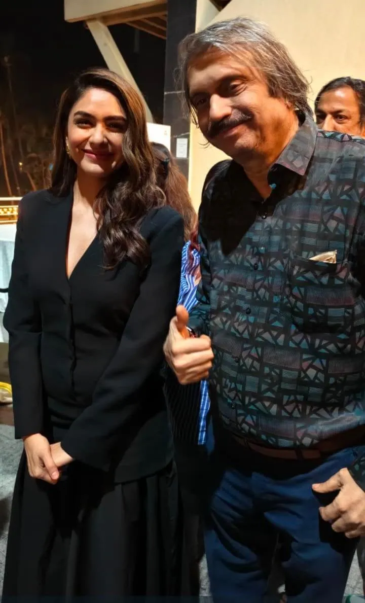 Dacoit heroine Mrunal Thakur with sr journalist Chaitanya Padukone