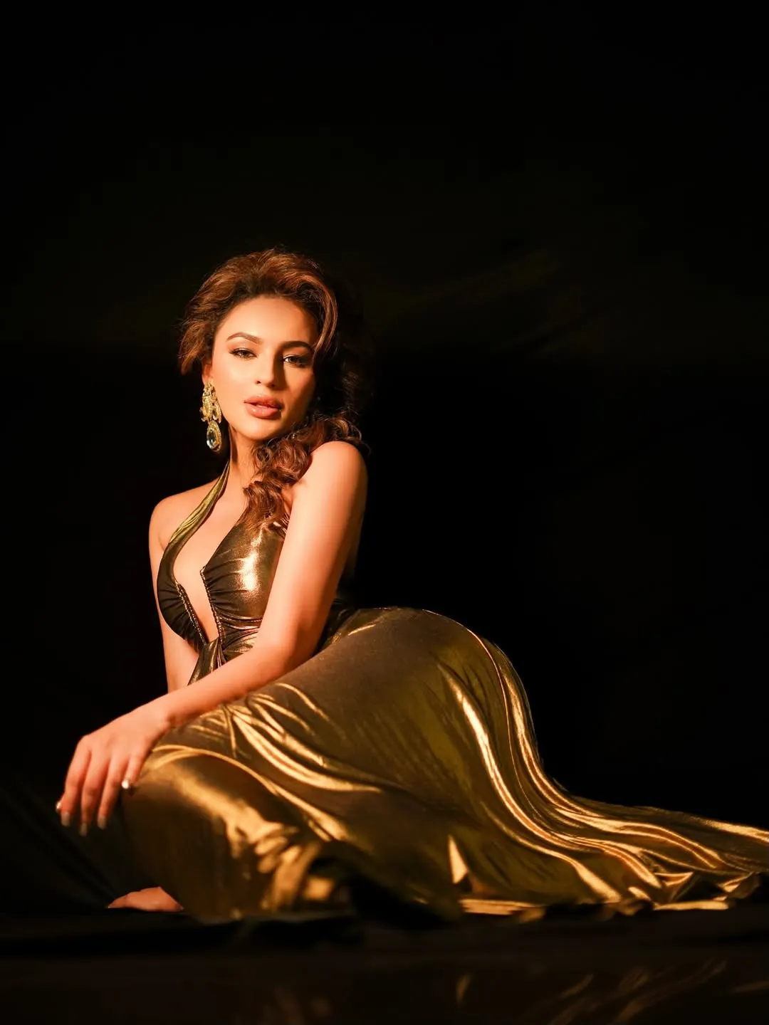 Seerat Dazzles in Bold Gold Evening Outfit