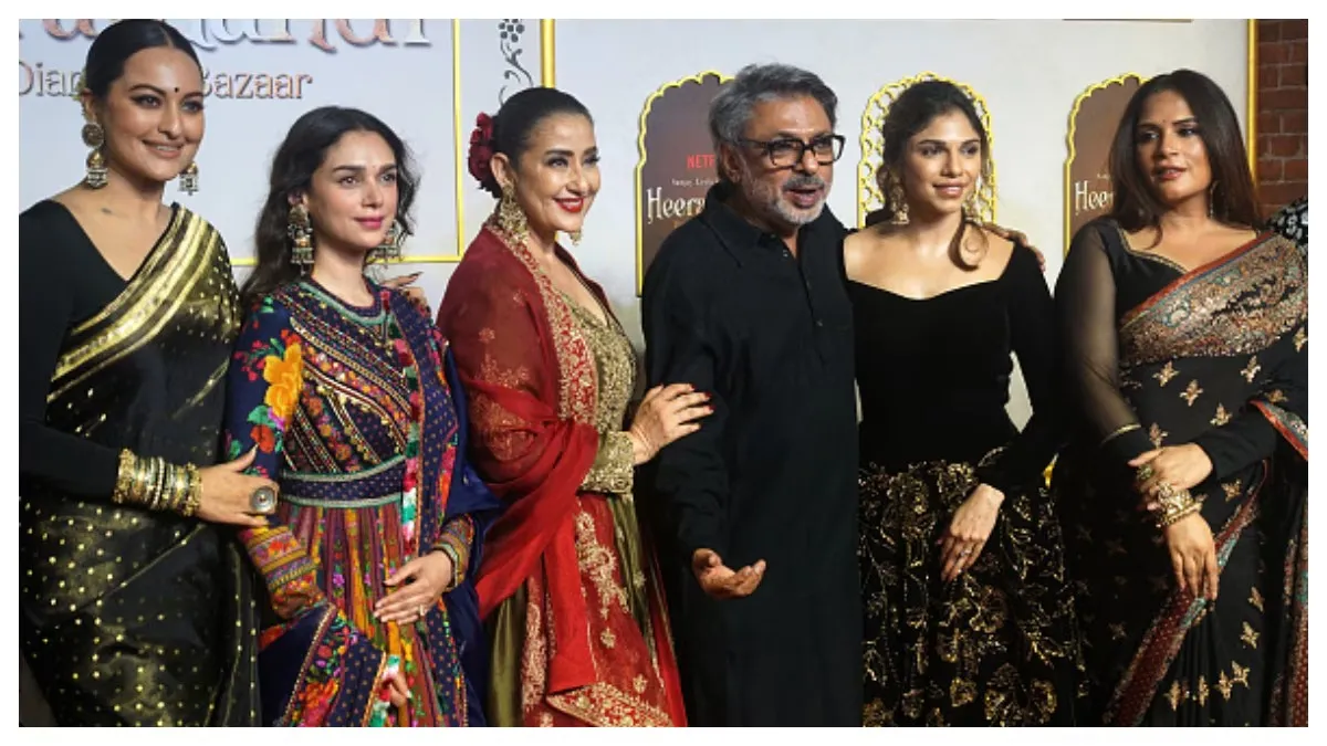 Showman Sanjay Leela Bhansali with his lead female star-cast of 'Heeramandi'--on Netflix