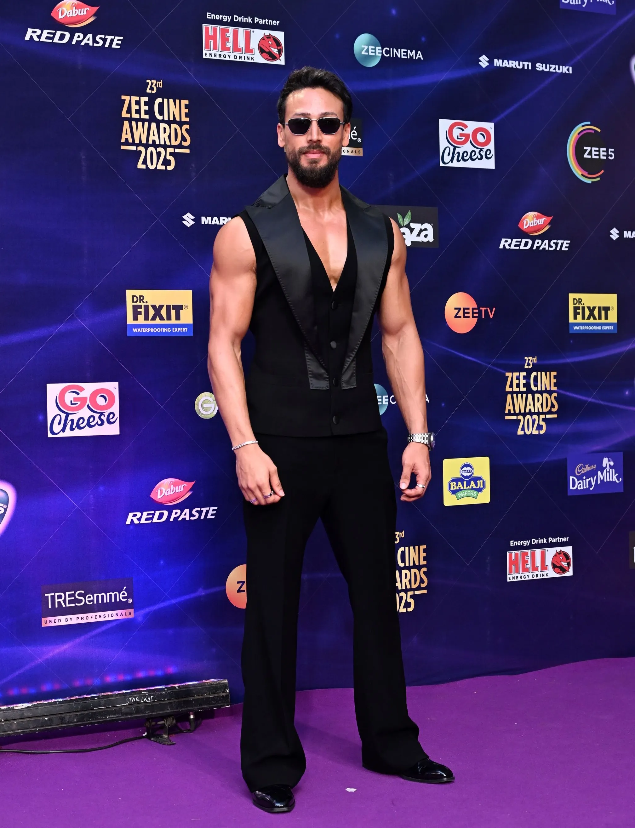 Tiger Shroff at the Zee Cine Awards 2025 purple carpet