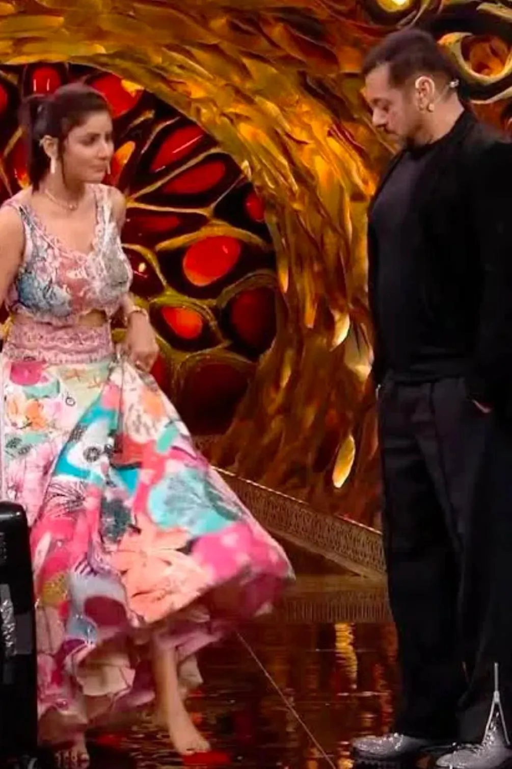 Mega-star mentor Salman Khan with Soniya Bansal on Bigg Boss 17 sets