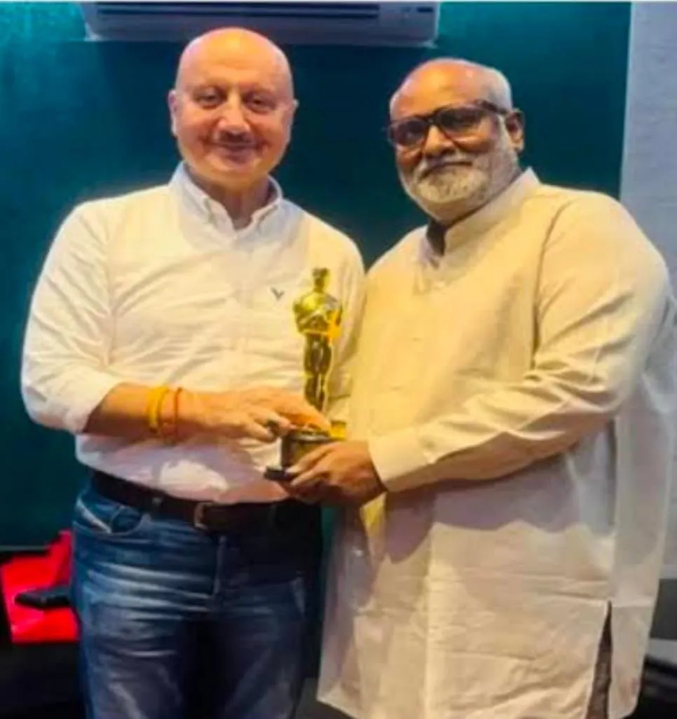 Anupam Kher with Oscar Awardee M M Keeravani