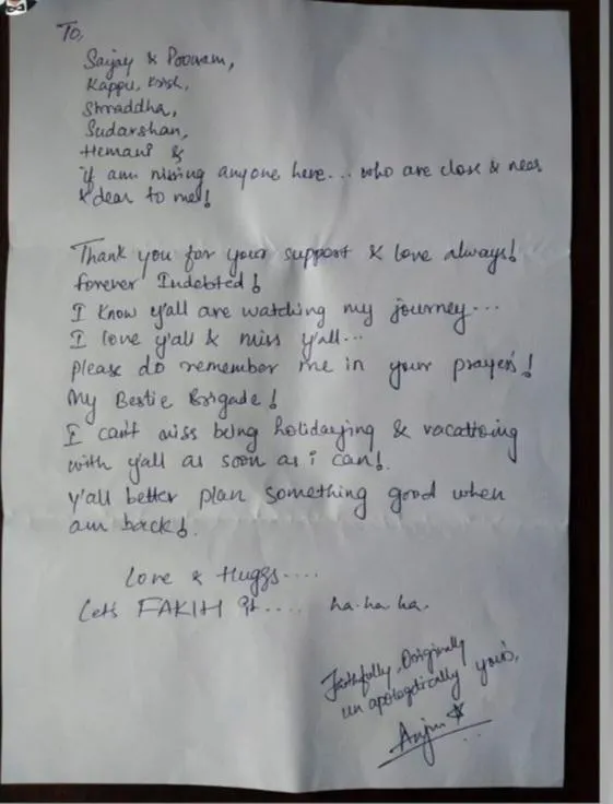 Anjuum Faakih note