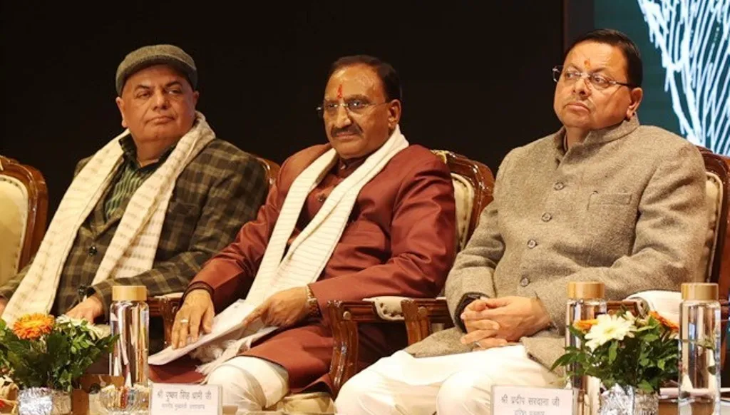 Pradeep Sardana with Pushkar Dhami & Ramesh Pokhriyal Nishank at Atal Vyakhyan (2)