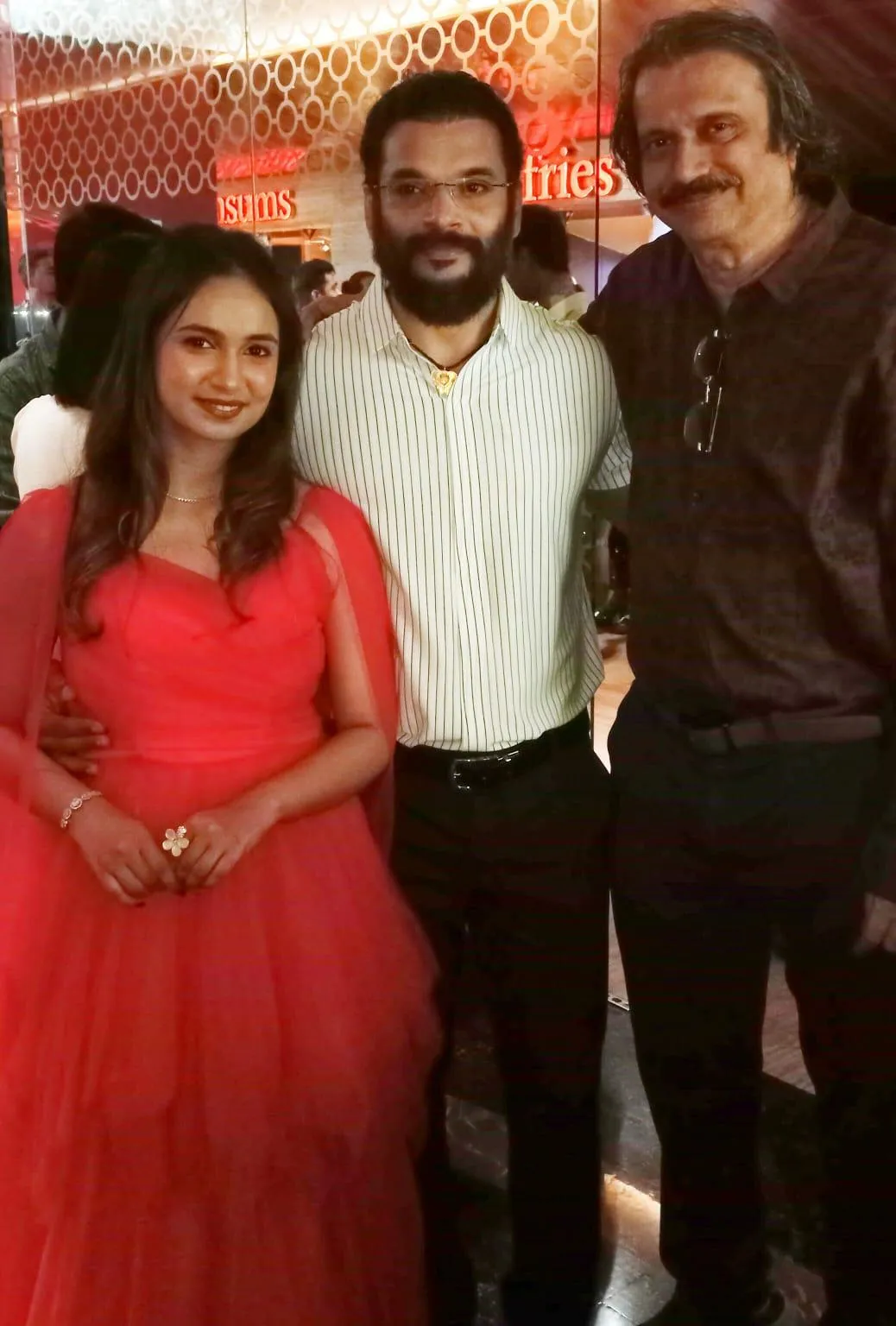 Padmaraj and Anusha with sr journalist Chaitanya Padukone