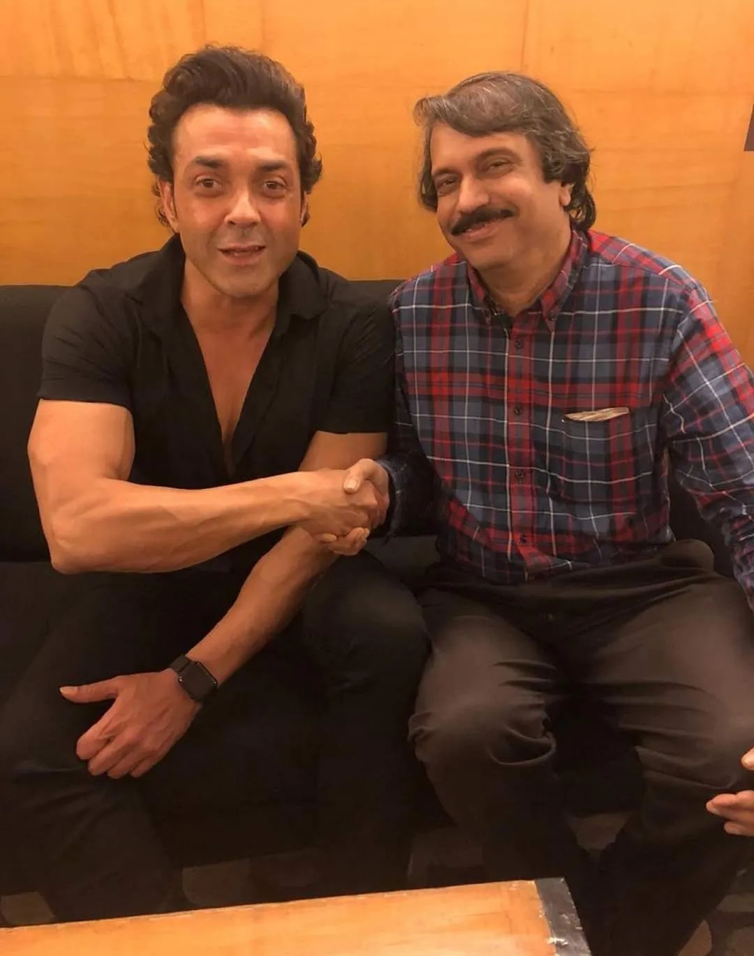 Bobby Deol warm hand-shake with sr film journalist Chaitanya Padukone