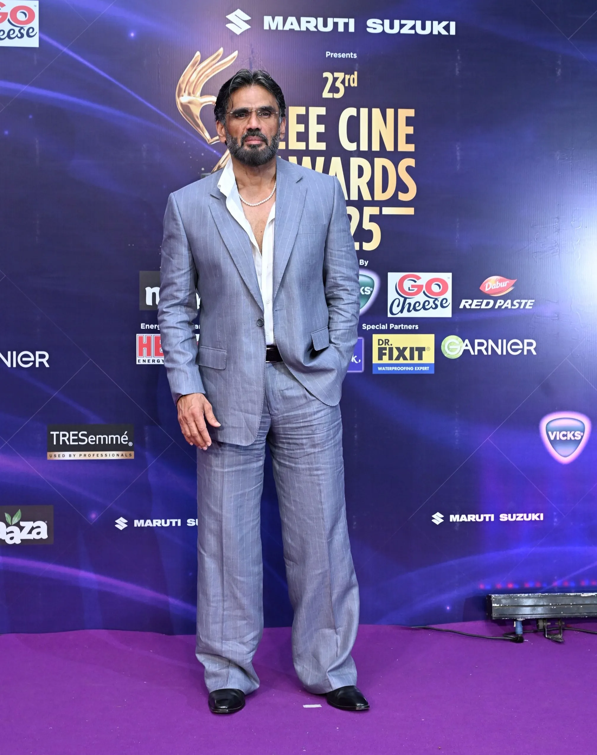 Suniel Shetty at the Zee Cine Awards 2025 purple carpet