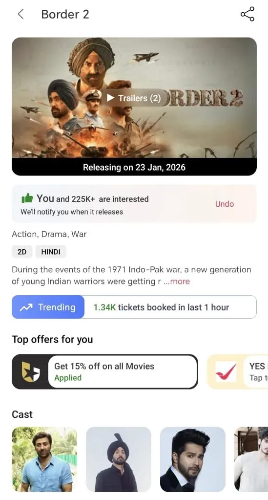 Border 2 Advance Tiket Booking