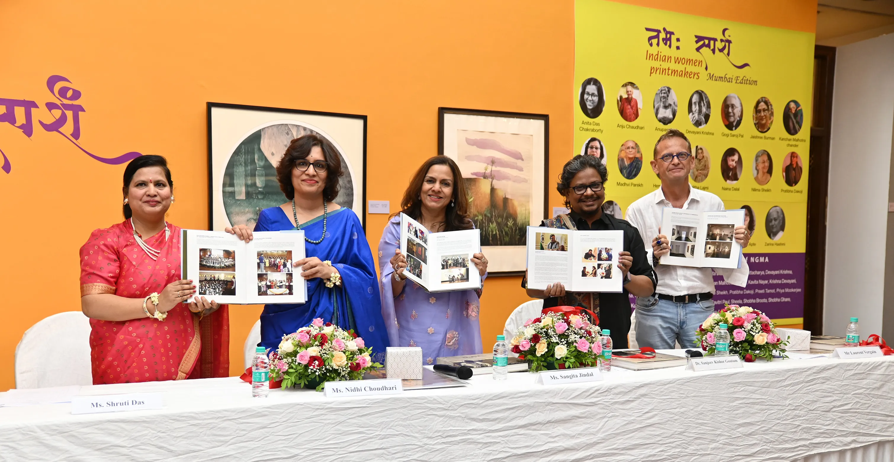 Shruti Das, Nidhi Choudhari, Sangita Jindal, Dr. Sanjeev Kishor Goutam & Laurent Vergain at NGMA Mumbai's Nabha Sparsh show inauguration
