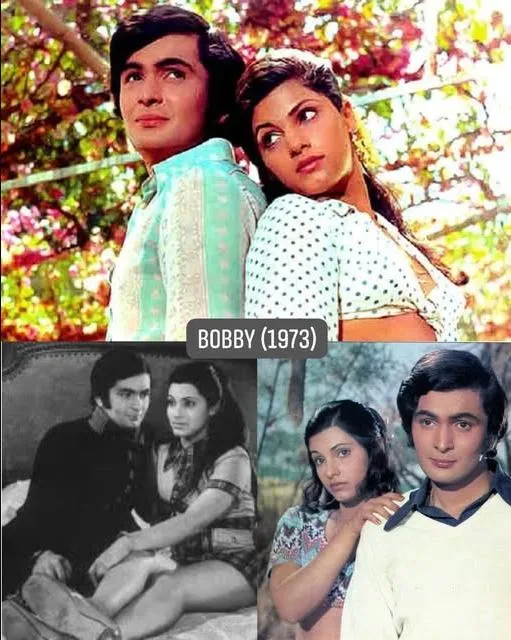 Rishi Kapoor and Dimple Kapadia in his romantic film 'Bobby' in 1973