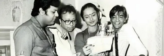 Playback singer Rekha records duet song with Shailendra S,  R D Burman and Gulshan B