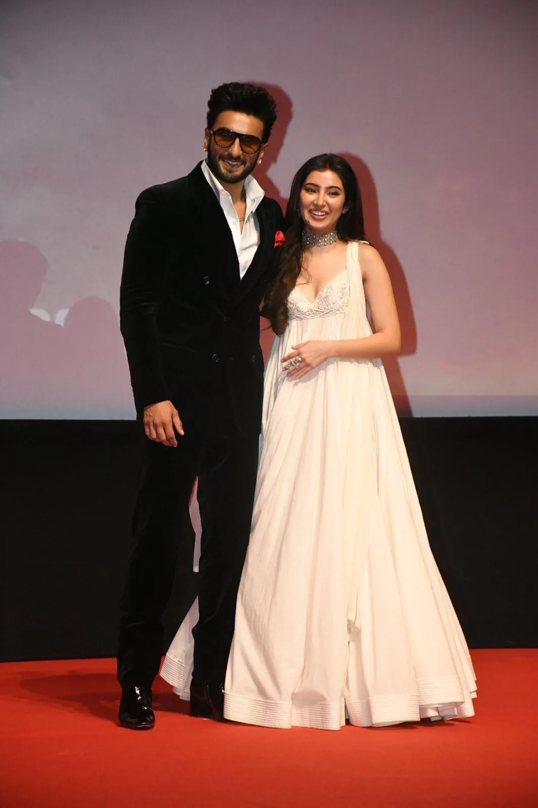 Ranveer Singh with Dhurandhar co-stars Sara Arjun