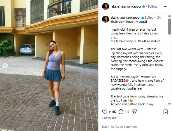 Akansha Ranjan Kapoor marks Women Day by revealing egg freezing journey -  India Today