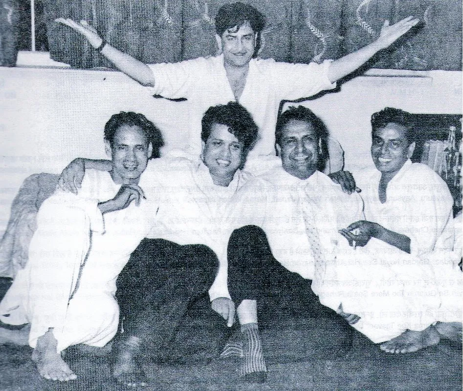 The legendary team: Raj Kapoor, Hasrat Jaipuri (left), Shankar-Jaikishan &  Shailendra (right).